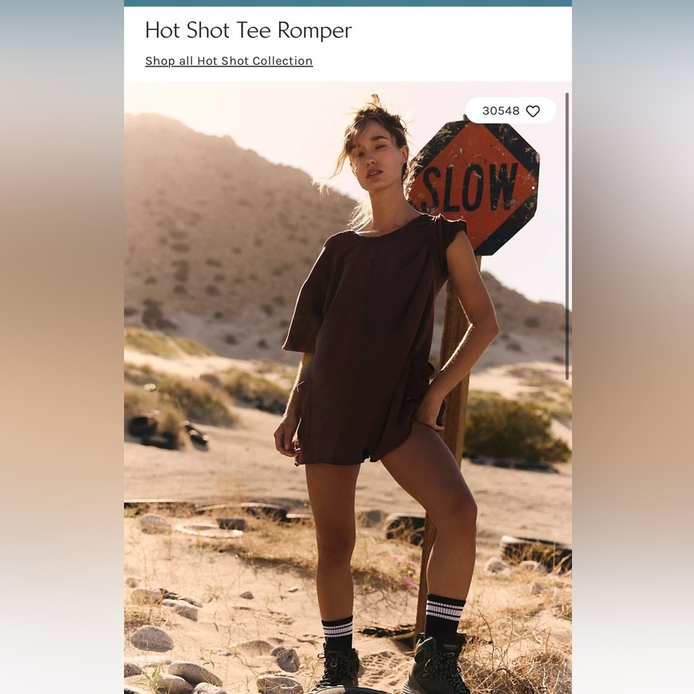Free People Hot Shot Tee Romper in Dark Expresso Size XS